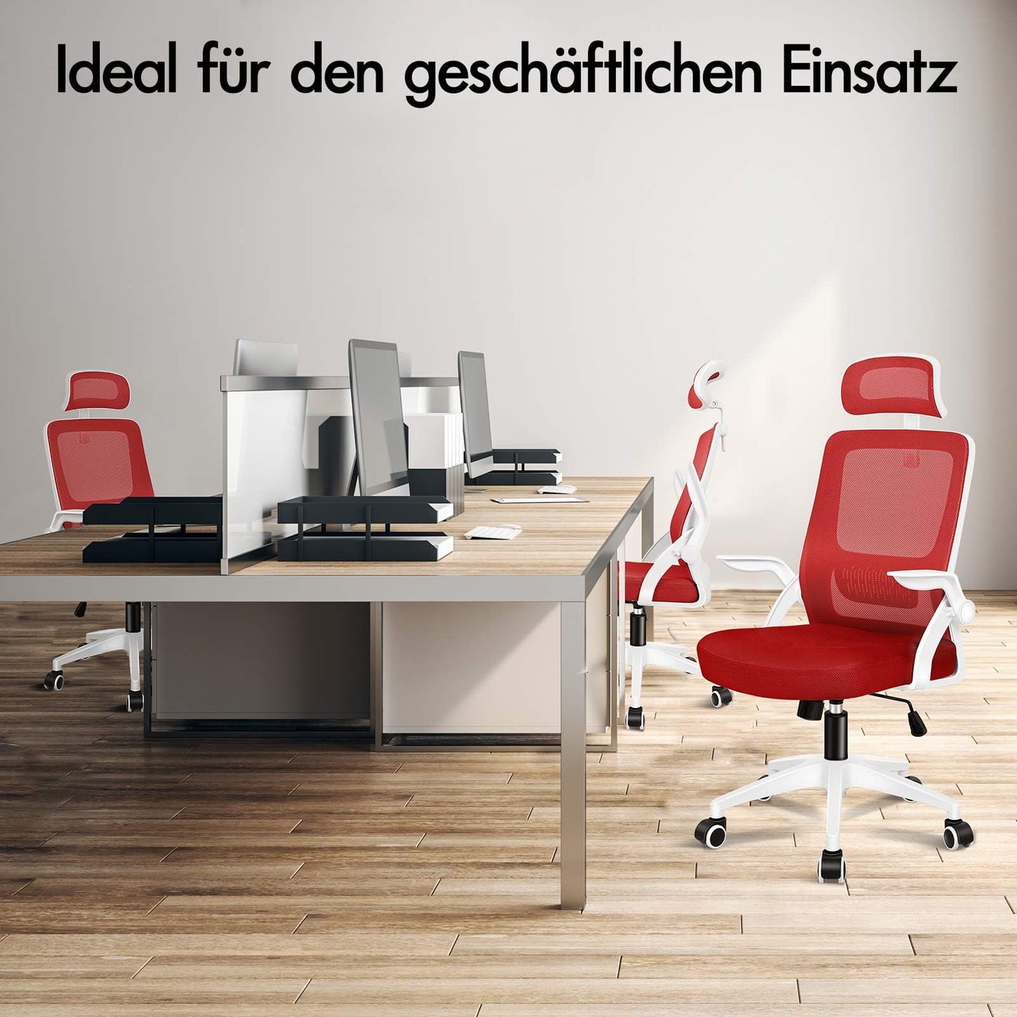 ALFORDSON Ergonomic Office Desk Chair, Computer Chair with Dynamic Lumbar Support, Tilting Swivel Chair with Flip Up Armrest, Black