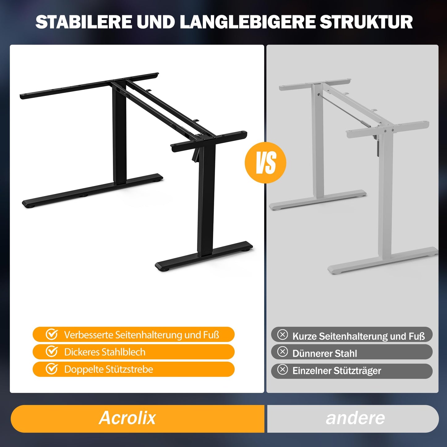 Acrolix Height-Adjustable Desk L Shape, 150 x 100 cm, Electric Corner Desk, Height Adjustable 72-118 cm, with Drink Holders and Hooks, Sturdy Scaffolding Corner Desk, Brown