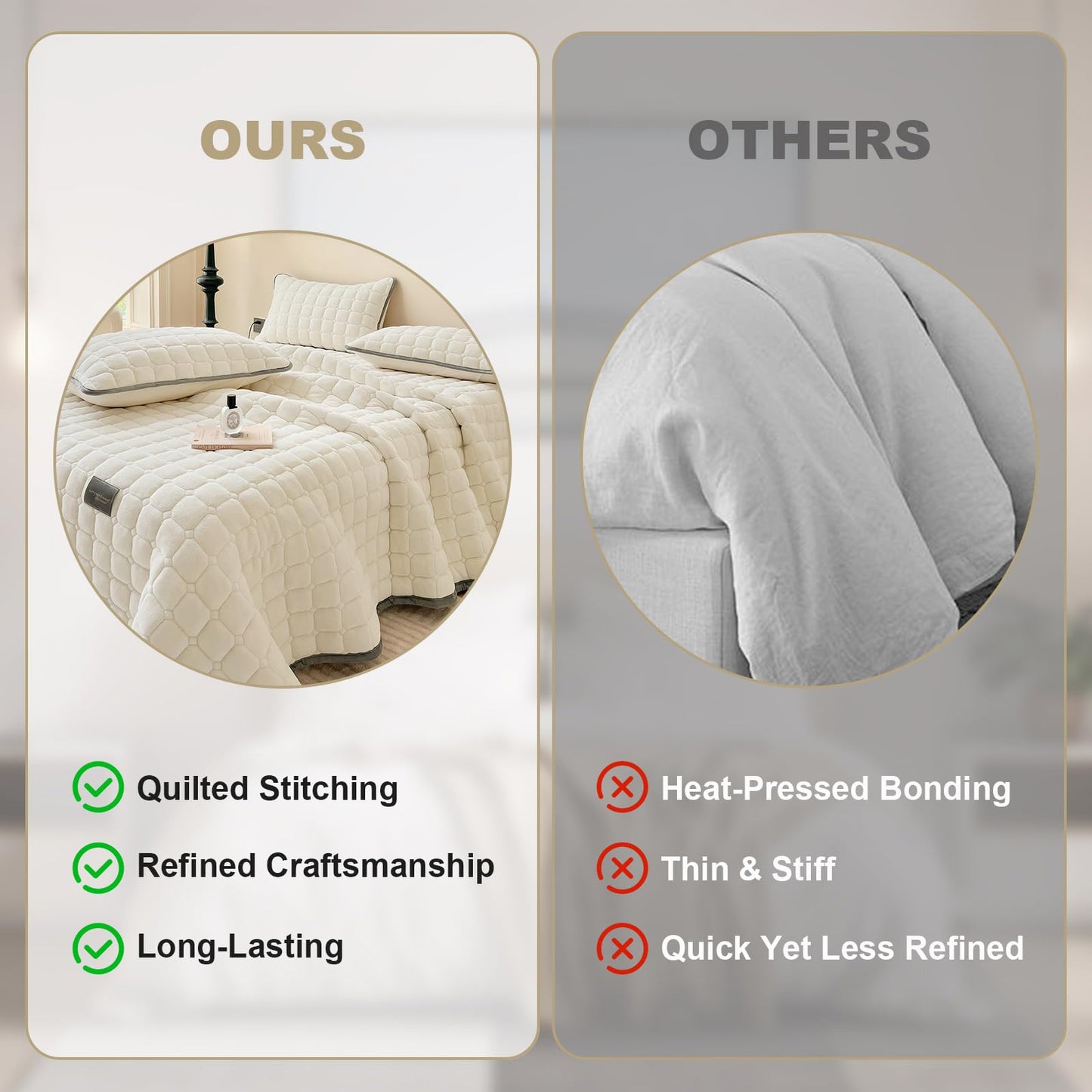 SHANNA Extra Large Duvet: Milk Velvet Soft Double Sided Duvet Ideal as Bedspread 230 x 250 cm with 2 Matching Pillowcases 50 x 70 cm (Beige)