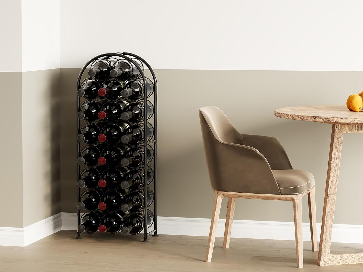 EasyPAG Metal 23 Bottles Wine Rack Freestanding Wine Holder Wine Rack Wine Holder Wine Storage Shelf Drinks Rack Floor Standing for Kitchen, Black