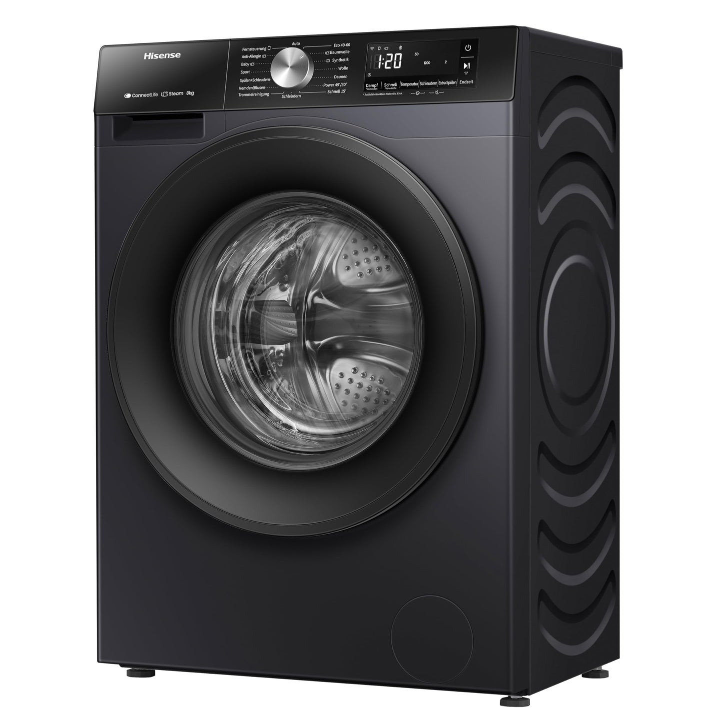 Hisense WF3S1043BW3 Washing Machine with Steam Function, 10.5 kg, 1400 rpm, 19 Programmes, WiFi, ConnectLife, Power JetWash, Aqua Stop, Auto Wash, Quick Wash, Steam Refresh, Energy EEK A-20 Percent