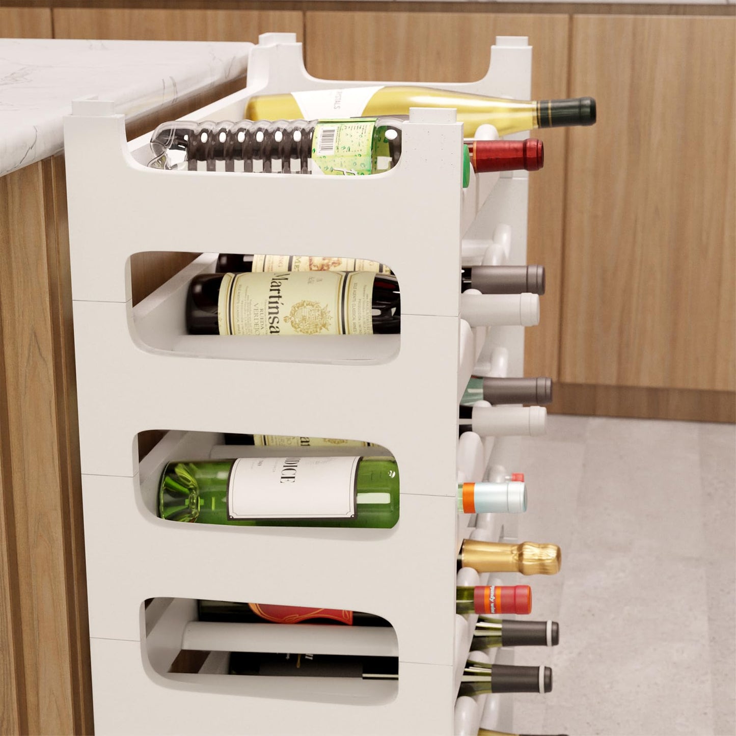 Artecsis Stackable Plastic Wine Rack for 48 Bottles, Sturdy Catering Quality Bottle Rack, Modular Expandable, Black