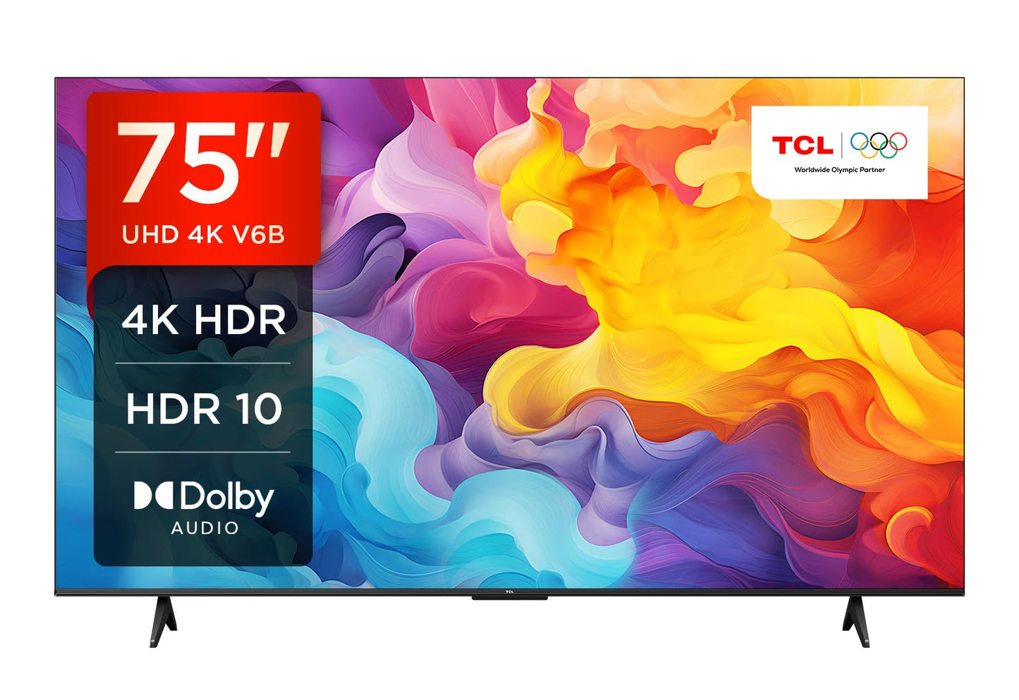 TCL 43V6C 43 Inch 4K UHD Smart TV - HDR10+, HVA Panel, Dolby Vision, Google TV, HDMI 2.1, DVB-T2/C/S2, Bluetooth 5.2, Voice Control with Alexa & Google Assistant
