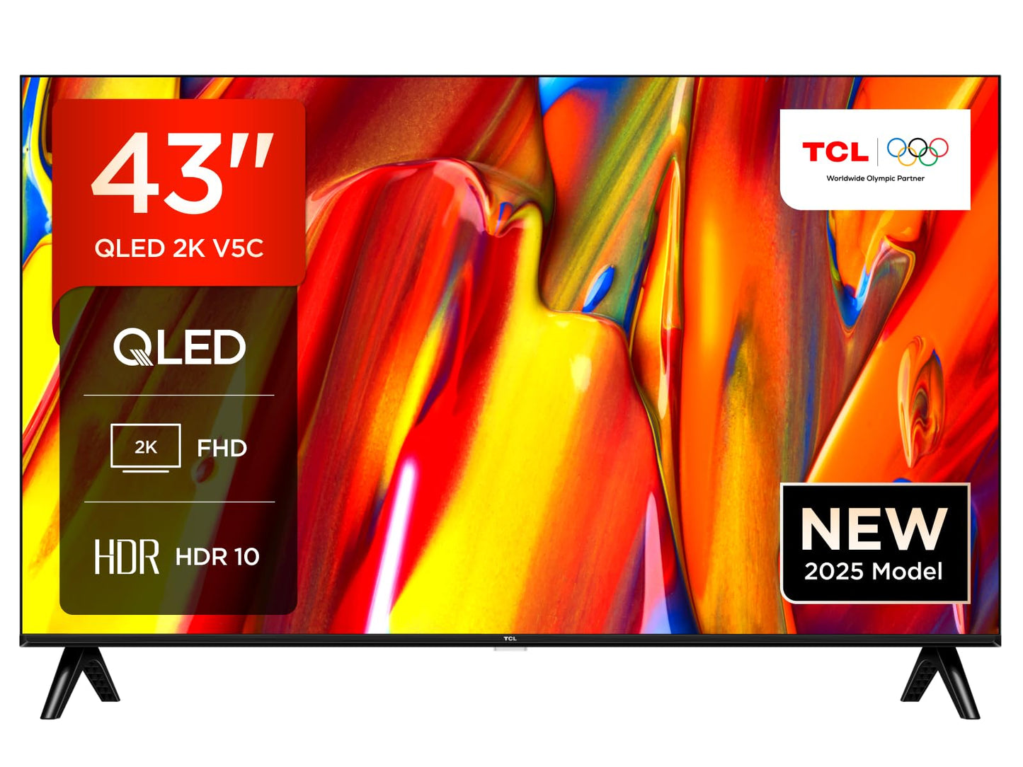 TCL 43V6C 43 Inch 4K UHD Smart TV - HDR10+, HVA Panel, Dolby Vision, Google TV, HDMI 2.1, DVB-T2/C/S2, Bluetooth 5.2, Voice Control with Alexa & Google Assistant