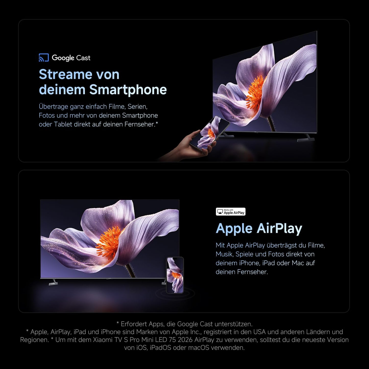 XIAOMI TV S Pro Mini LED 55, Smart TV, 4K QLED 144Hz Google TV, Dolby Vision, Dolby Atmos, HDR 10+, DTS-X, Harman AudioEFX, Triple Tuner, DVB-T2, Prime Video, Google Assistant, Airplay 2