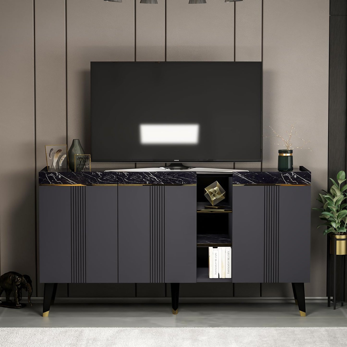 Homidea KARYA Coffee Table - Sofa Table - Living Room Table - Side Table in Elegant and Modern Design (Coffee Table - Beige/Marble)