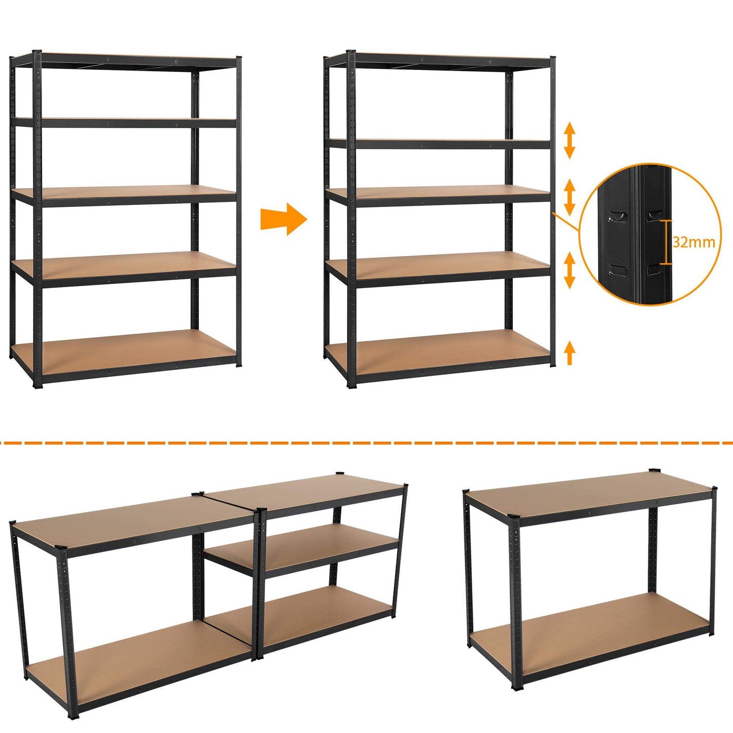 Yaheetech Heavy Duty Shelving Unit 180 x 120 x 60 cm 5 Shelves Metal Shelf Maximum Load 875 kg Cellar Shelving Unit Workshop Shelf