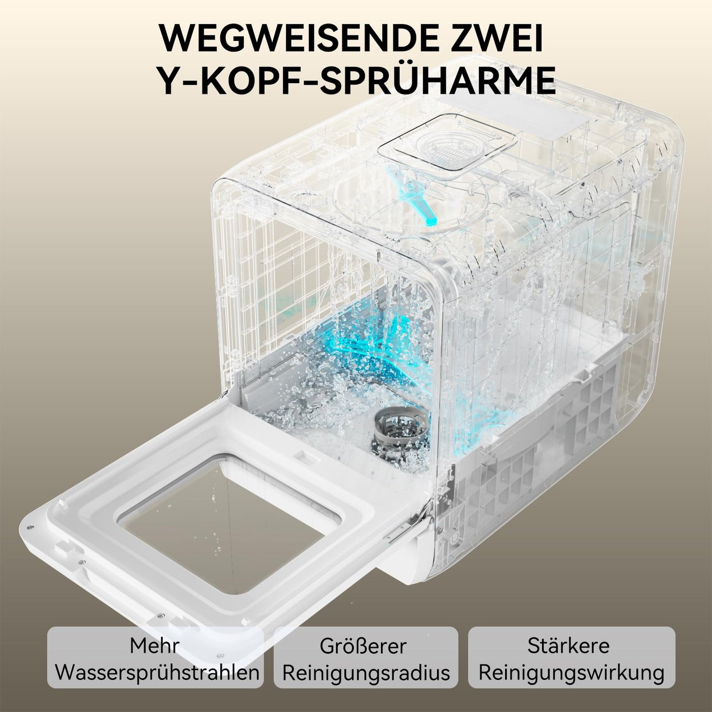 Hermitlux Tischgeschirrspüler, mini spülmaschine mit 7+3 Programme, 5 Maßgedecken, 5L Wassertank, Startverzögerung und Kindersicherung