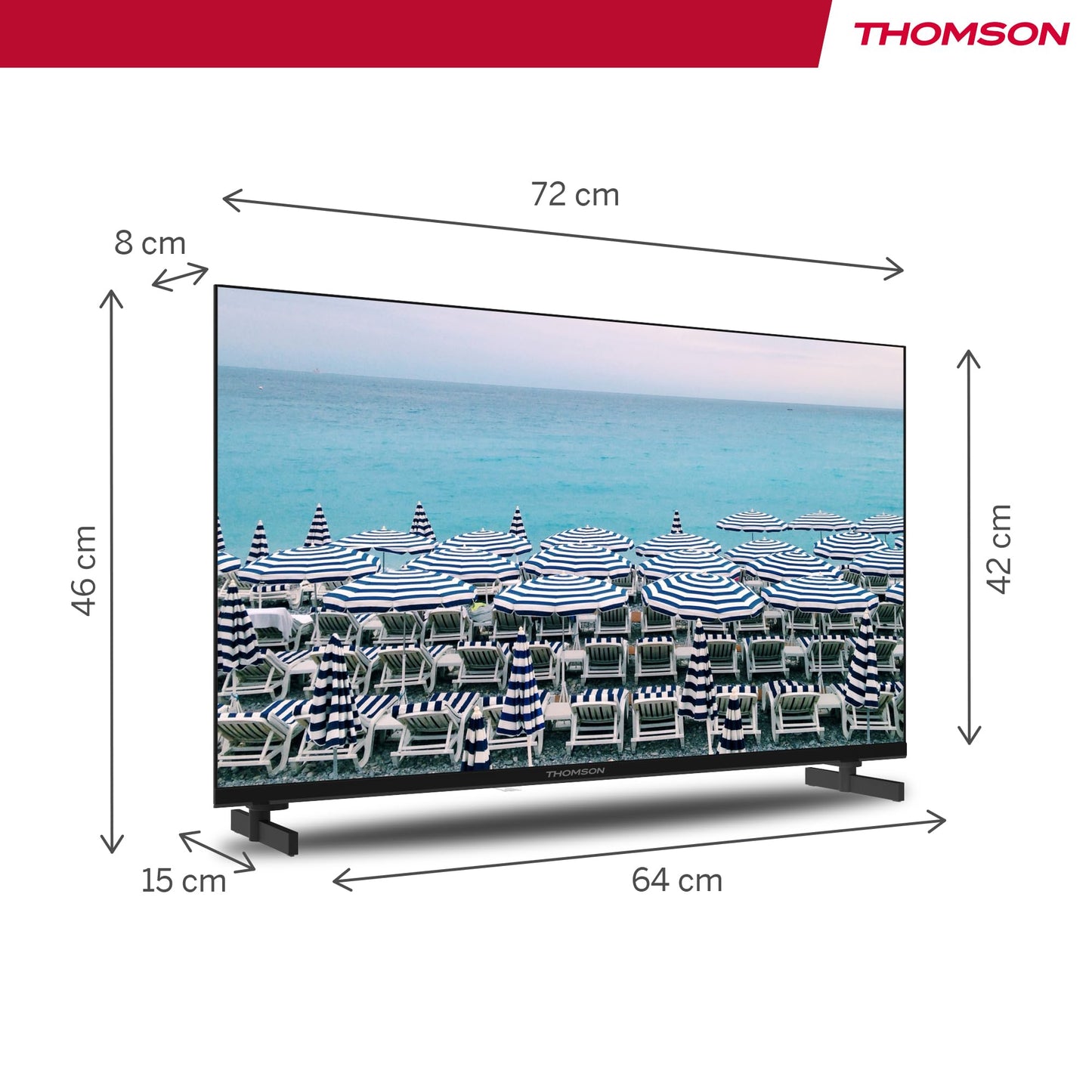 Thomson 24 Inch (60 cm) LED HD Easy TV - No Smart - Hotel Mode, USB, HDMI, Triple Tuner (Cable, Satellite, Antenna), AV IN, CI+, A+ Panel - 24HD2S13