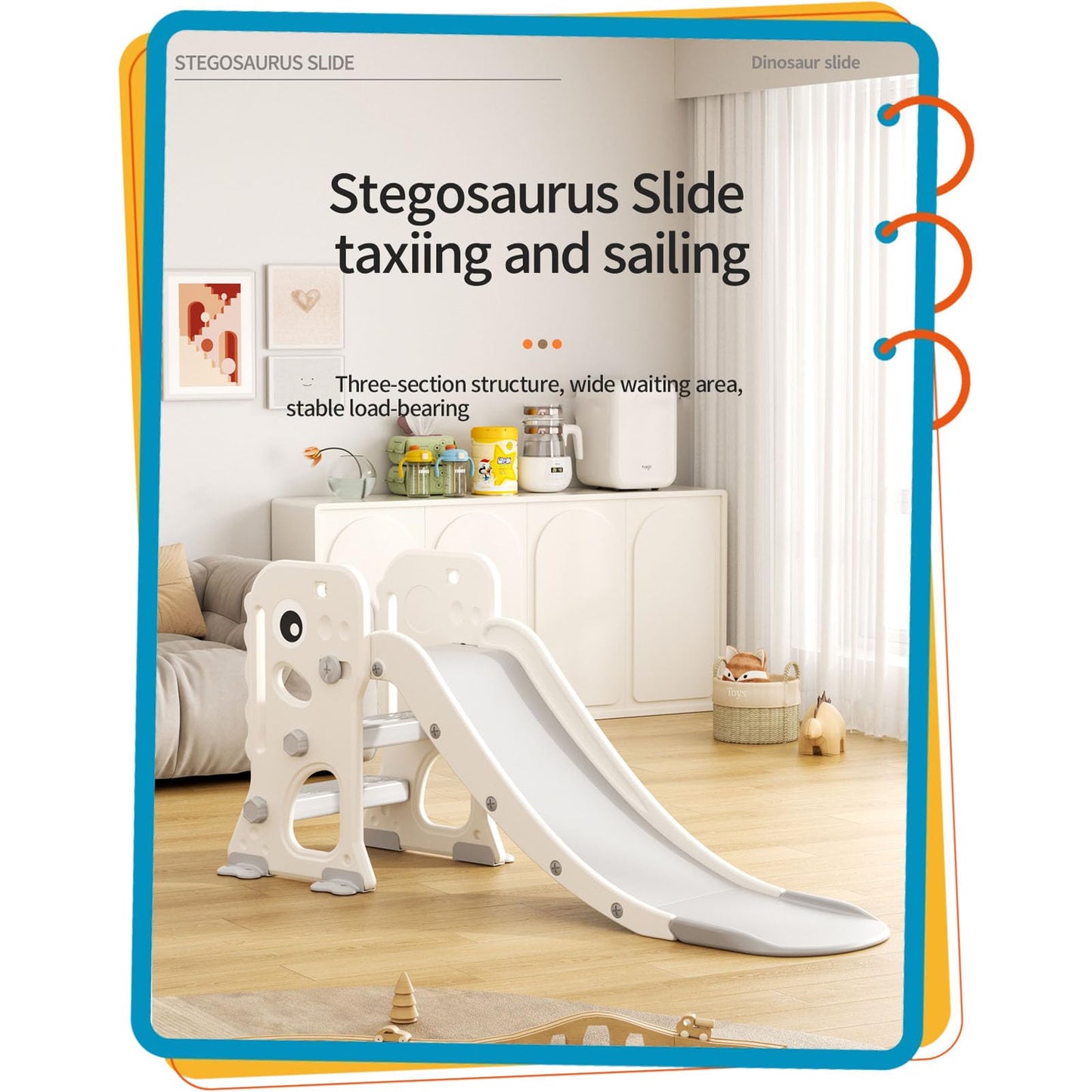 Rutsche mit Klettergerüst für Kinder: Indoor Spielplatz mit - Aufbewahrungsbox Tunnel Treppenleiter Basketballkorb und Durchgangsbereich Gartenrutsche (Star Set-G-Brown)
