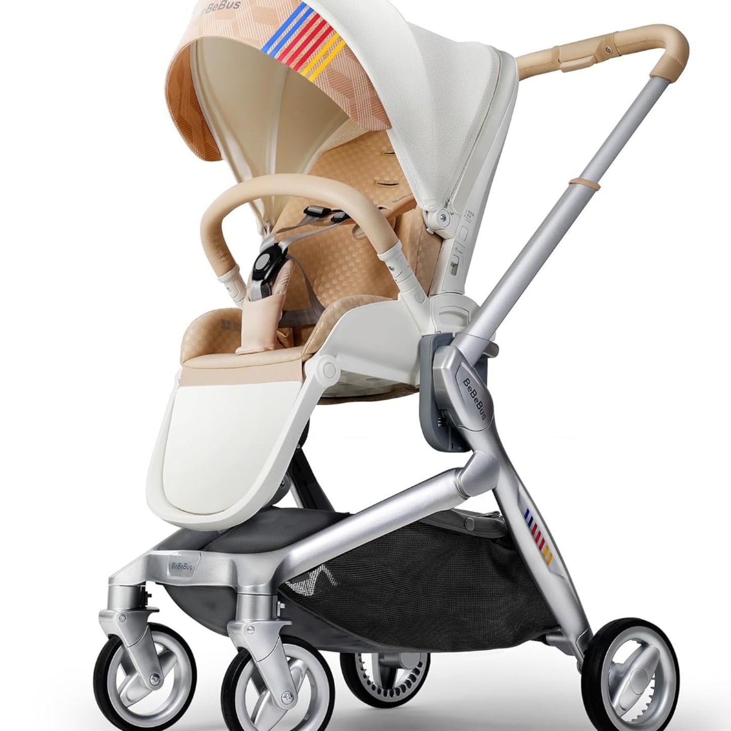 Bebebus Folding Compact Pushchair 4 Wheel Padded Pushchair Multi-Function Adjustable in Both Directions Foldable Suitable for Babies from Birth to 22kg