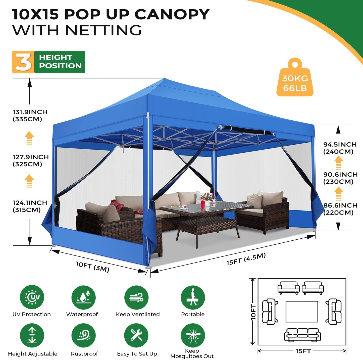 COBIZI Folding Gazebo 3 x 3 m Gazebo 3 x 3 m Waterproof Stable Party Tent Foldable with 4 Side Walls Mosquito Net Pop Up Garden Gazebo Anti-UV for Garden, Grey