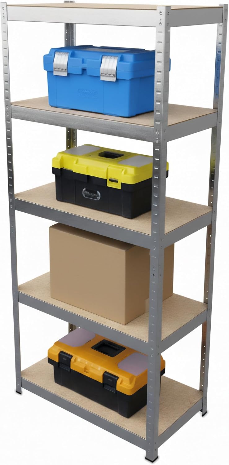 Relaxdays Heavy Duty Shelving Unit H x W x D 180 x 60 x 30 cm Load Capacity 500 kg 5 Shelves Silver