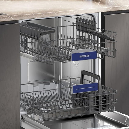 Siemens SN43HS03TE iQ300, Dishwasher Undermount 60 cm, Cutlery Basket, Confirmed Hygiene Performance, SmartStart, Upper Basket Height Adjustable, VarioSpeed, Program Assistant, aquaStop, Brushed Steel