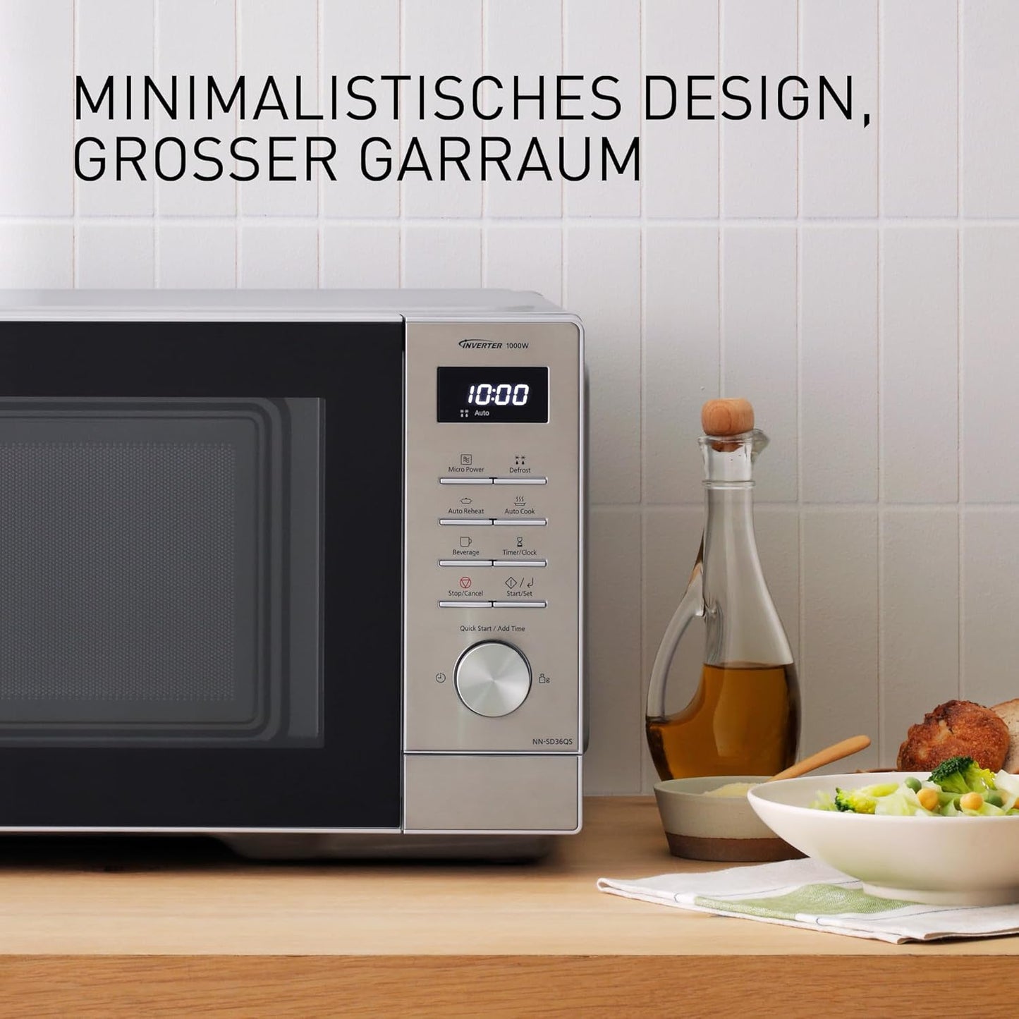 Panasonic NN-SD36QSEPG Solo Microwave 29L 1000W Auto Defrost 11 Automatic Programs Timer Silver