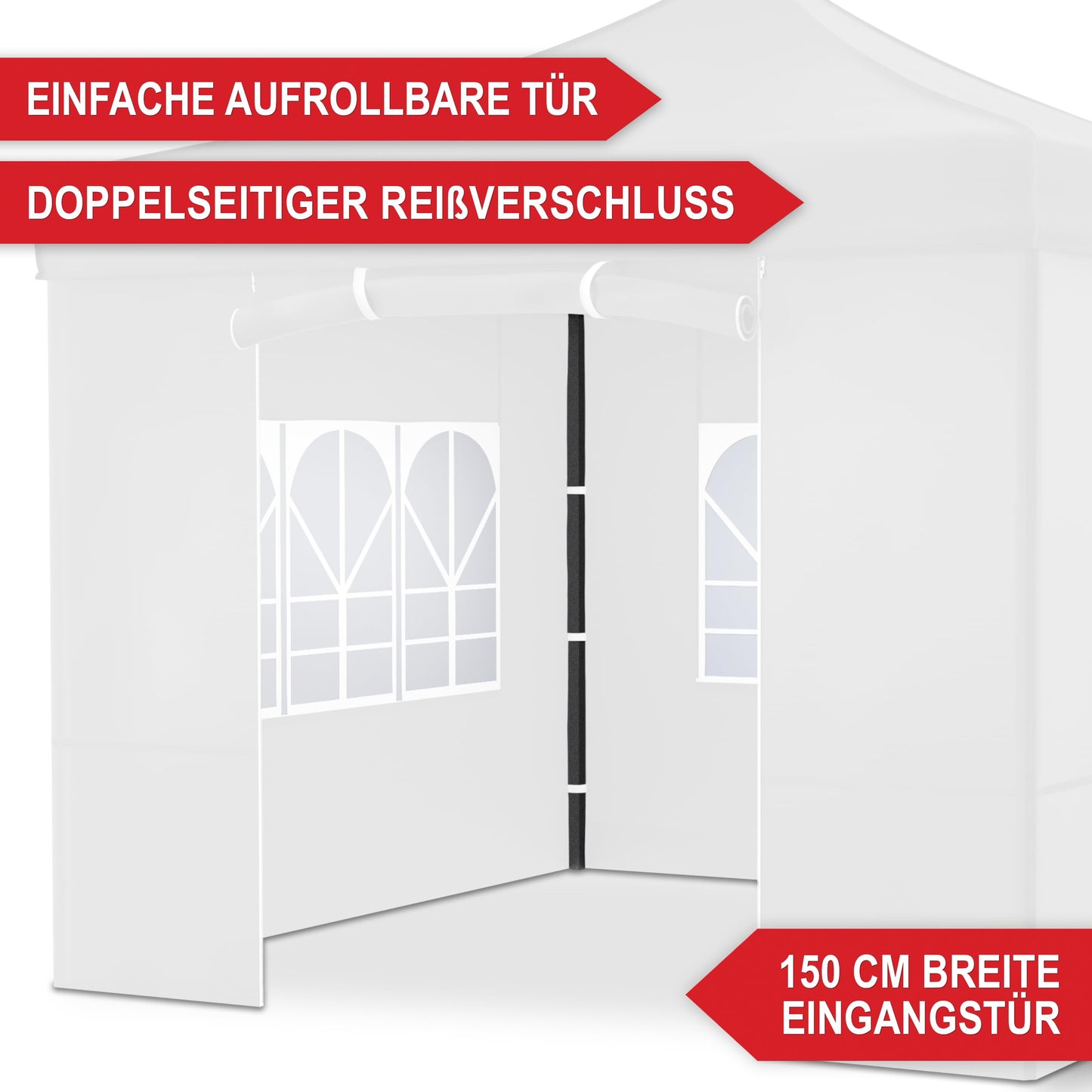 Gazebo - 3 x 3 m - Large Entrance - Waterproof - Pop Up Frame - Side Walls with 3 x 3 Windows - Additional with Bag - Foldable Outdoor Gazebo Folding Gazebo (Grey)