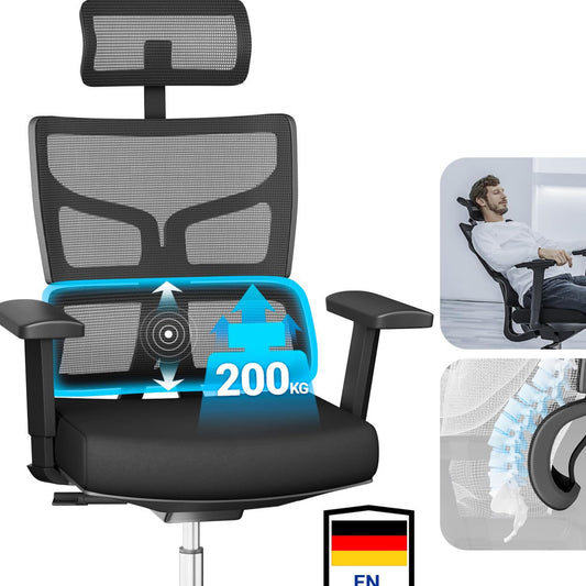 MELOKEA Office Chair 200 kg Ergonomic XXL Wide and Large