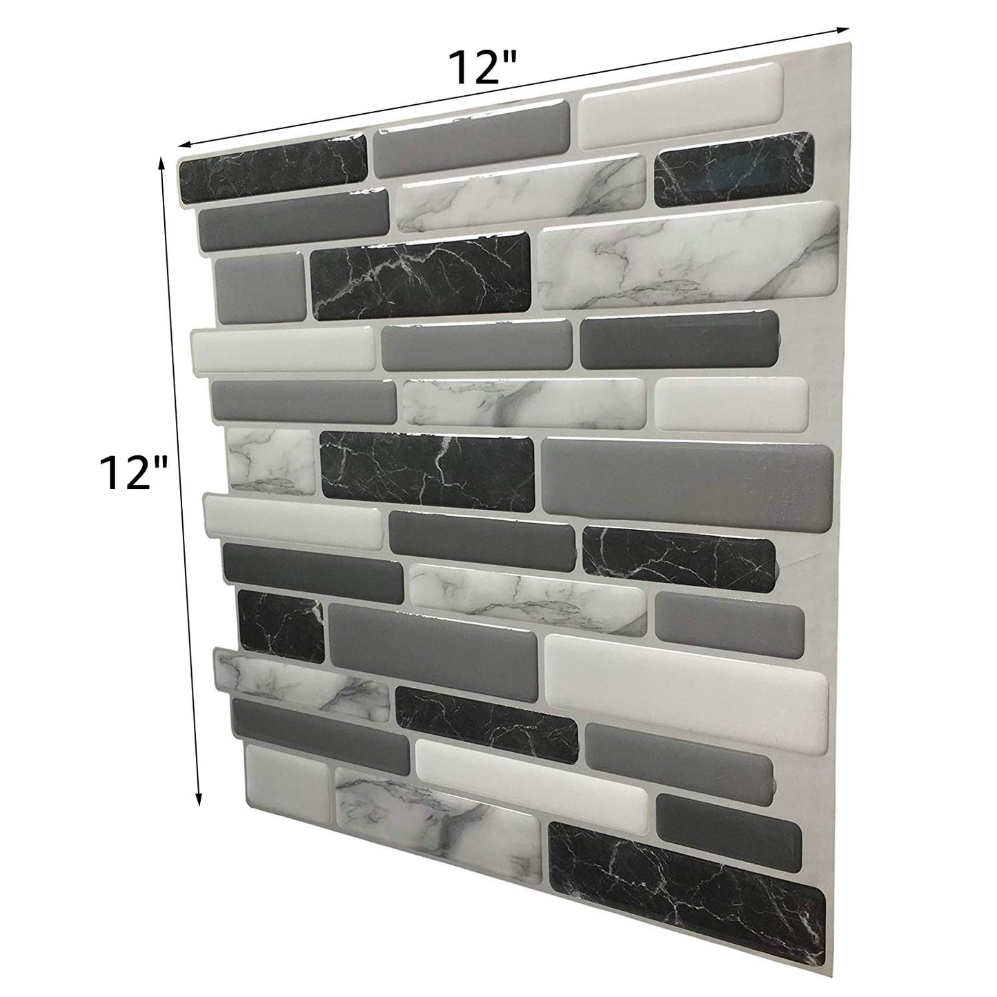 Art3d 30 x 30 Peel and Stick Kitchen Backsplash Tiles Marble Grey