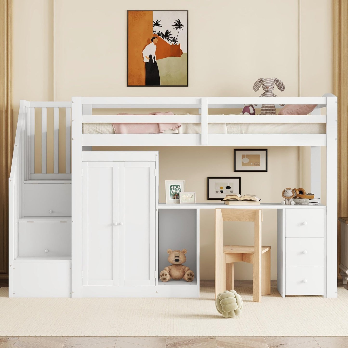xixiworkshop Kinderbett 90x200cm Ausziehbett Bett mit Stauraum und USB-Steckdose/Mehreren Ablagefächern multifunktionales Jugendbett/Gästebett/Doppelbett mit Stauschrank Lattenrost,Ohne Matratze,Grau