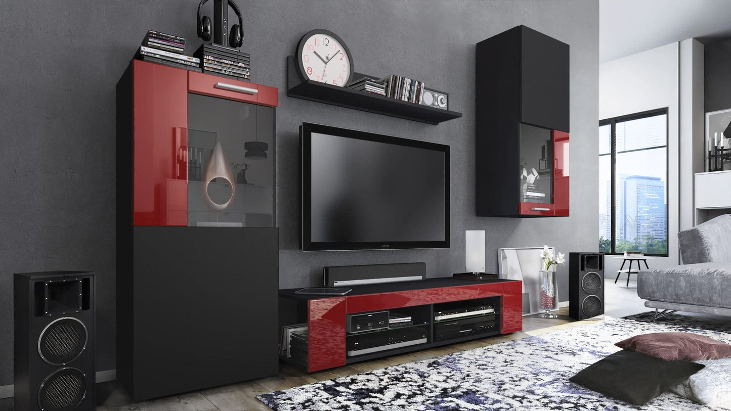 Vladon Movie Wall Unit, Black