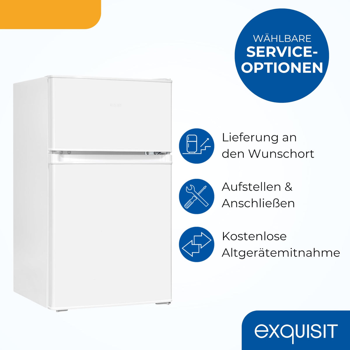 Exquisit KGC590-30-E-040E Fridge Freezer, 85 Litres, Fridge Freezer, 4-Star Freezer, LED Lighting, Compact, Small, White