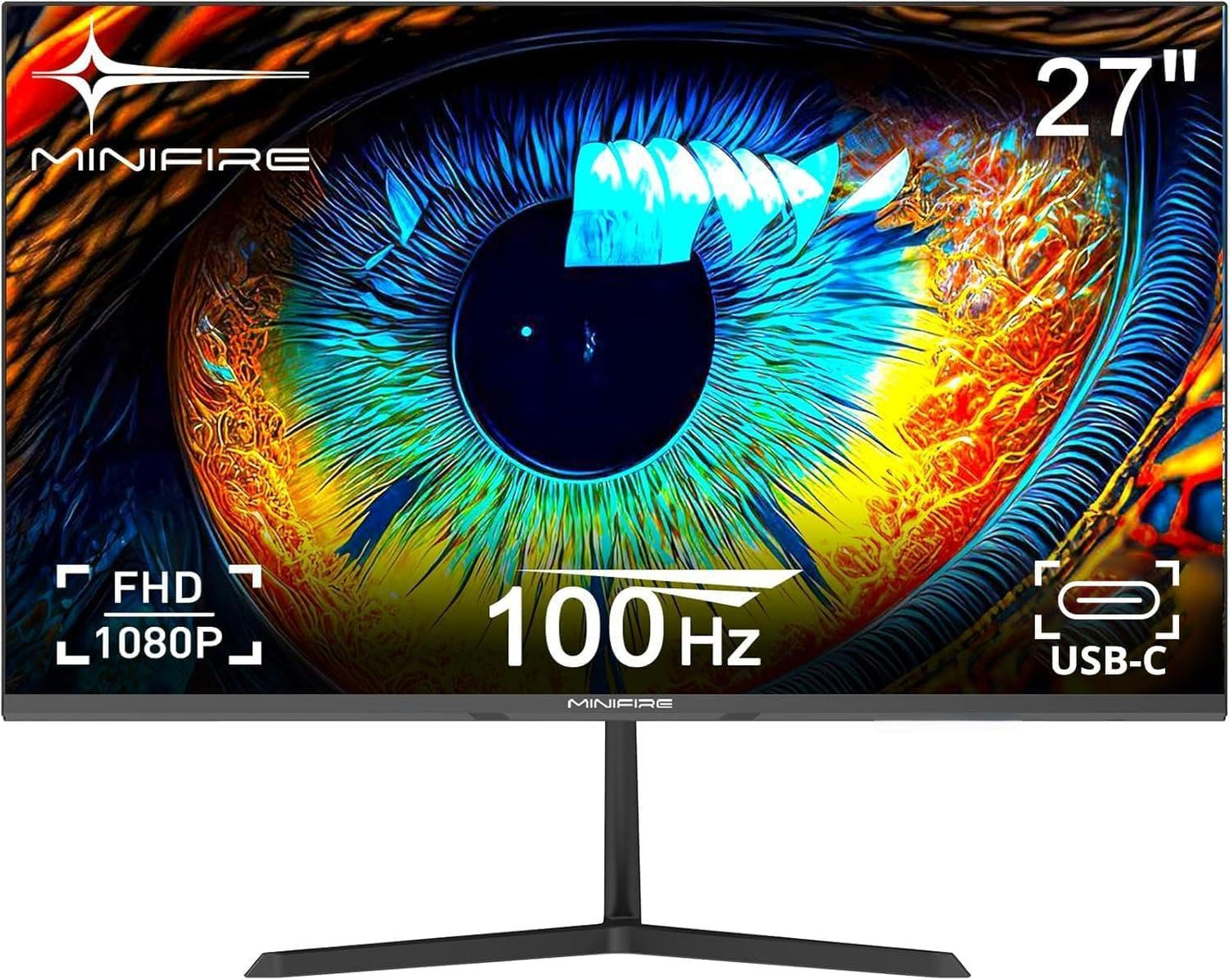Minifire 27-Inch Monitor, 100 Hz, Anti-Flicker, Full HD, 1080p Monitor PC Screen with HDMI VGA Ports (MF27X3AL HDMI Cable Included)