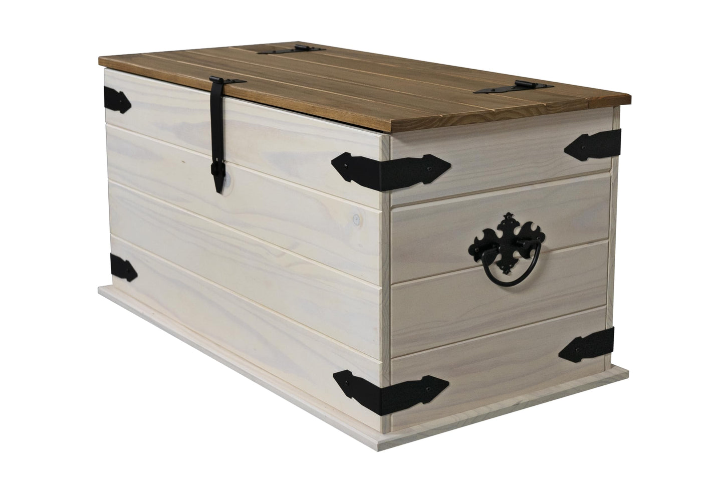 SAM Cancun Coffee Table Solid Pine Wood Side Table with Drawer White Varnished Honey Top Plate Black Metal Handle Mexico Furniture