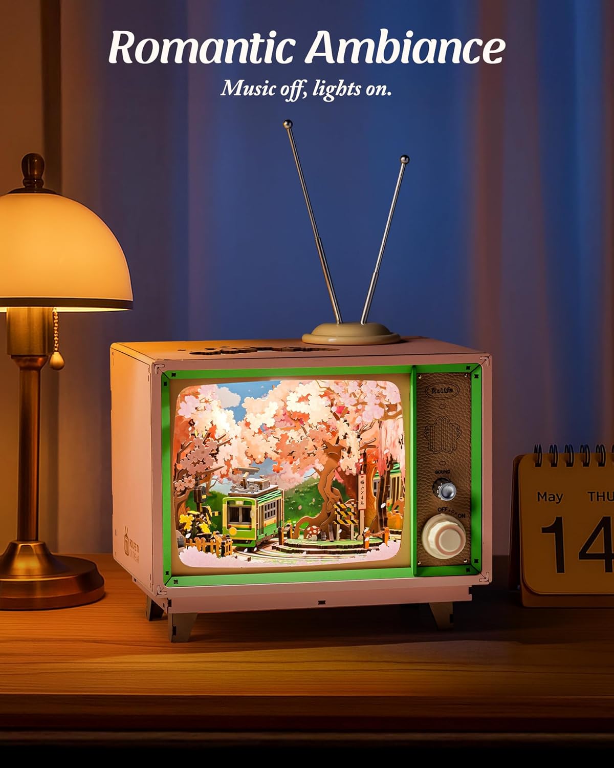 Rolife Modellbausatz Spieluhr Sakura Traumreise DIY Miniatur Haus Kit mit Kirschblüten Szene Holz Puppenhaus zur Deko für Zuhause und Bücherregal Geburtstagsgeschenk für Sie