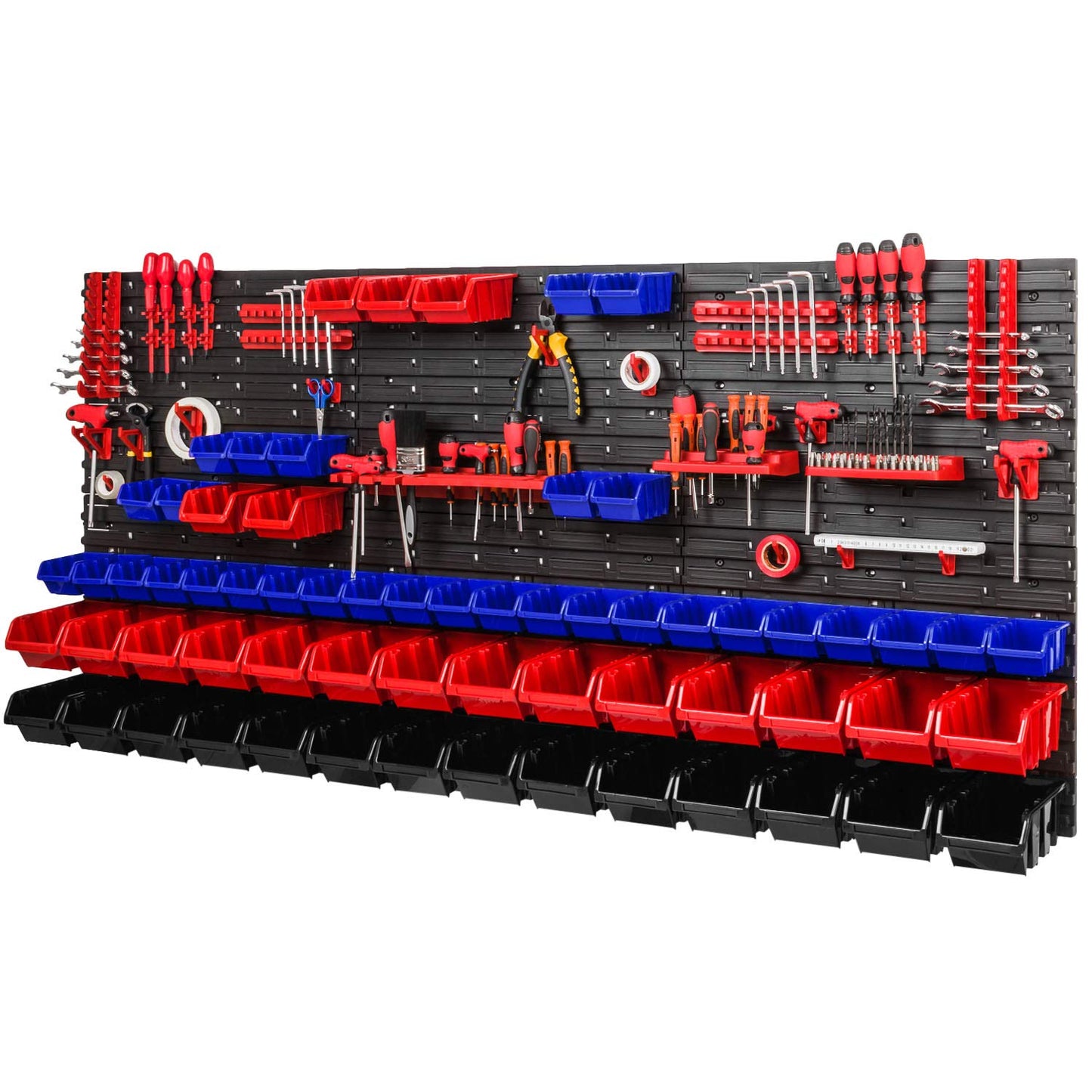 Storage System, 780 x 1152 mm, Stacking Boxes, Wall Shelf, 20 Holders, Storage Boxes, 44 Boxes, 5 Compartments