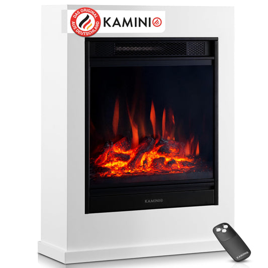 Kalle Electric Fireplace with Heater, 3D Flame Effect, Remote Control (White)
