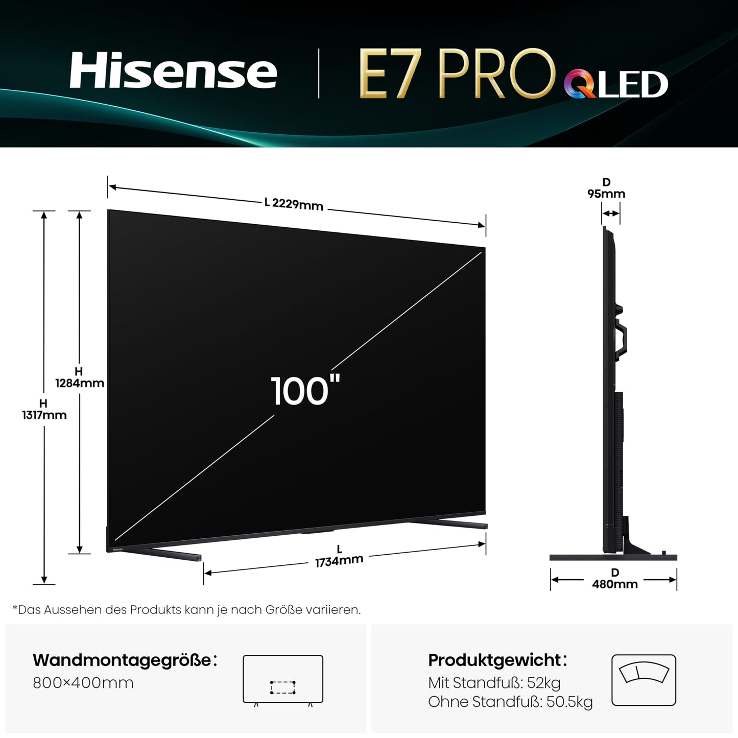 Hisense 43E7Q 43 Inch 4K UHD QLED, Smart TV, Game Mode Plus, Filmaker Mode, Dolby Vision Atmos, HDR10, HLG, HDR Immersive, AI 4K Upscaler, Dolby MS12, DTS X, Voice Control [2025]