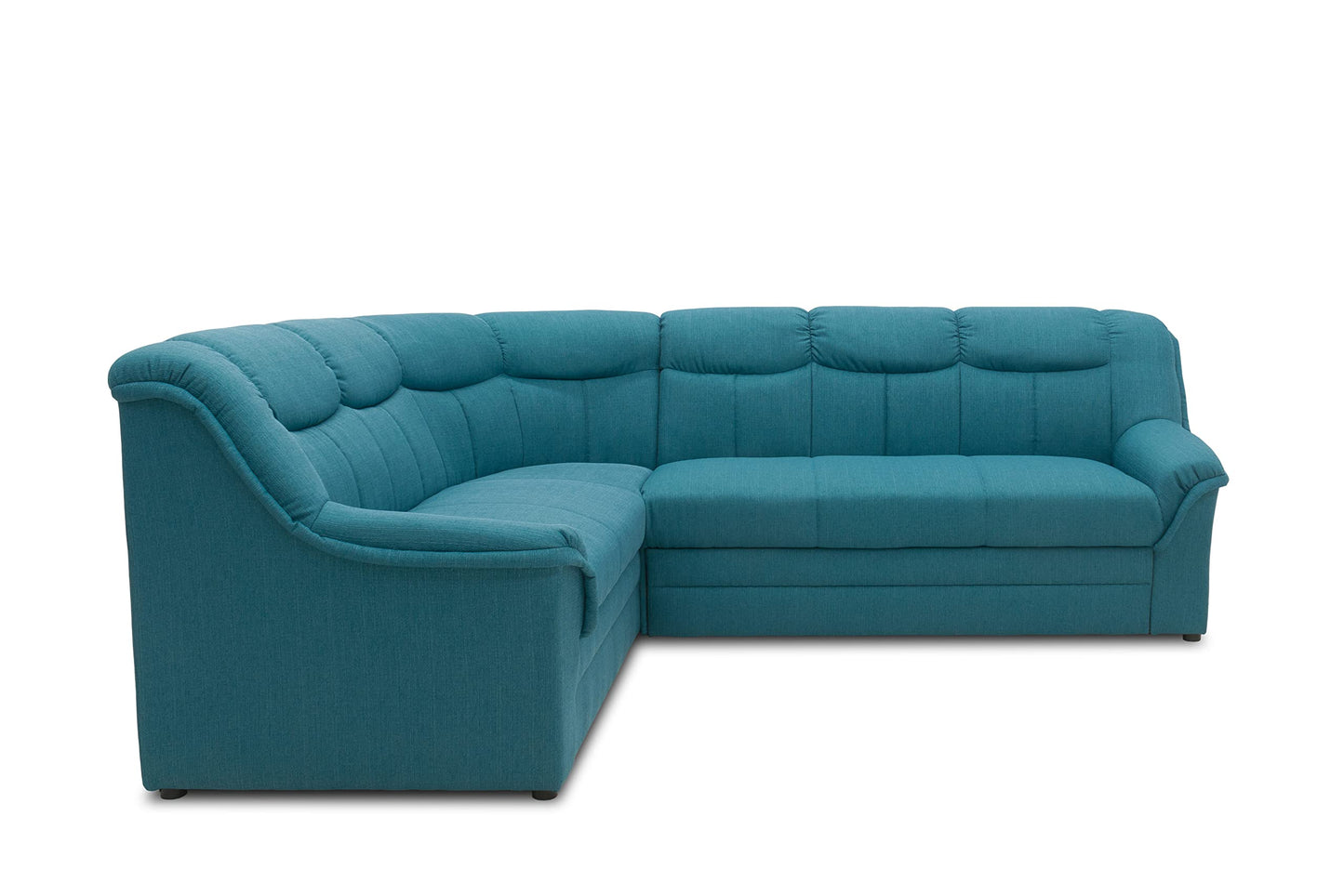 DOMO. collection Berlin Corner Sofa, Timeless Leather Corner Sofa with High-Quality Spring Core Padding, L-shaped Faux Leather, Couch 205 x 250 x 89 cm, Black