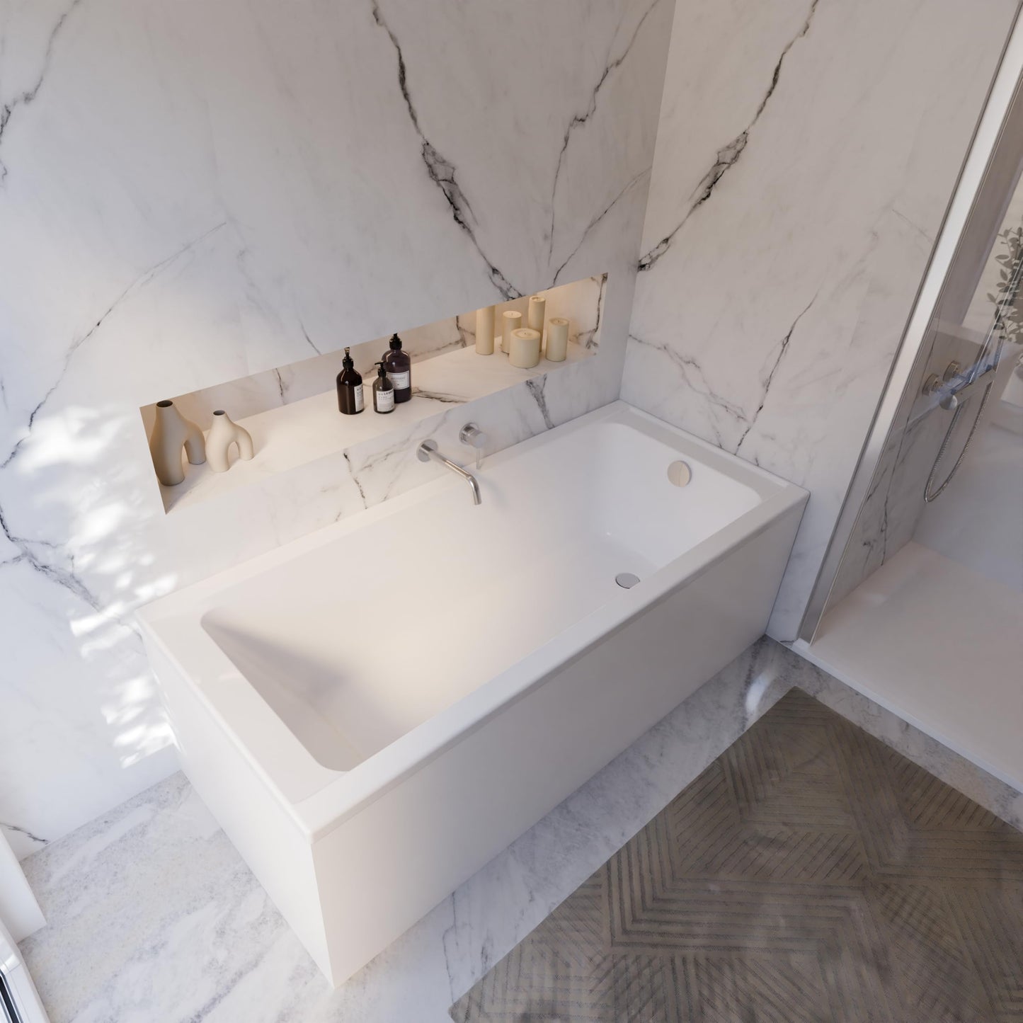 Schulte Como Bathtub 150 x 70 cm Complete with Bath Support and Drain Made of High-Quality Acrylic in Glossy White