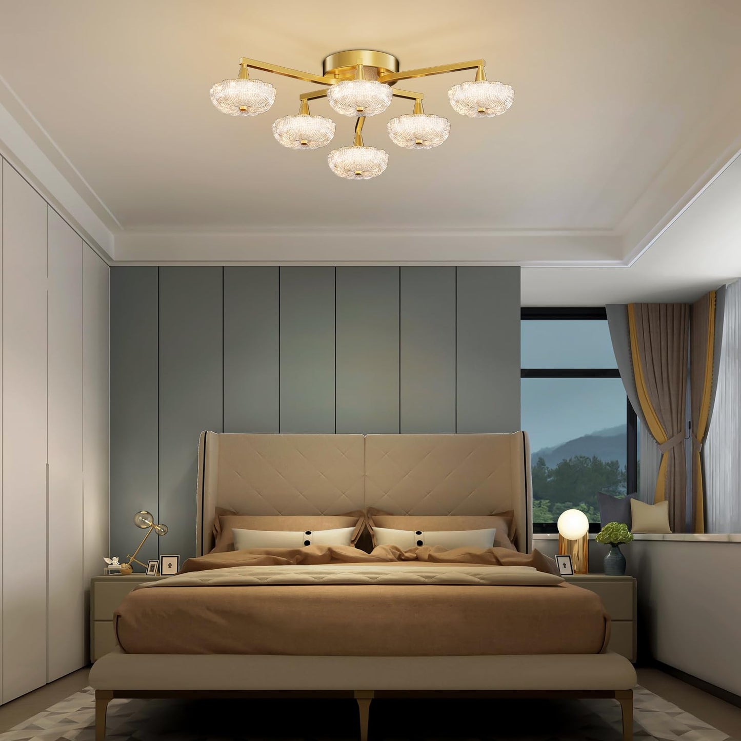 LED Ceiling Light, Modern Ceiling Light with Remote Control, Diameter 68 cm, Gold Dimmable Living Room Lamp, Colour Changing 3000 K - 6000 K with Memory Function, Kitchen Lamp, Bedroom Lamp Ceiling