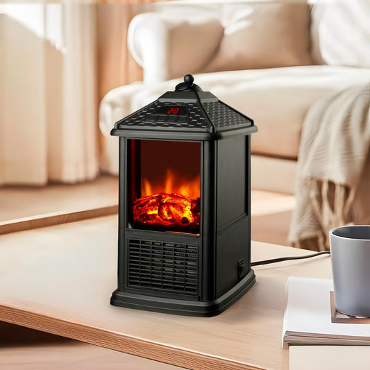 Avilia Electric Table Fireplace with Remote Control 1000 W - Programmable Timer up to 12 Hours and Remote Control - Elegant and Versatile Design Thanks to Its Dimensions 32 x 18.5 x 18.5 cm