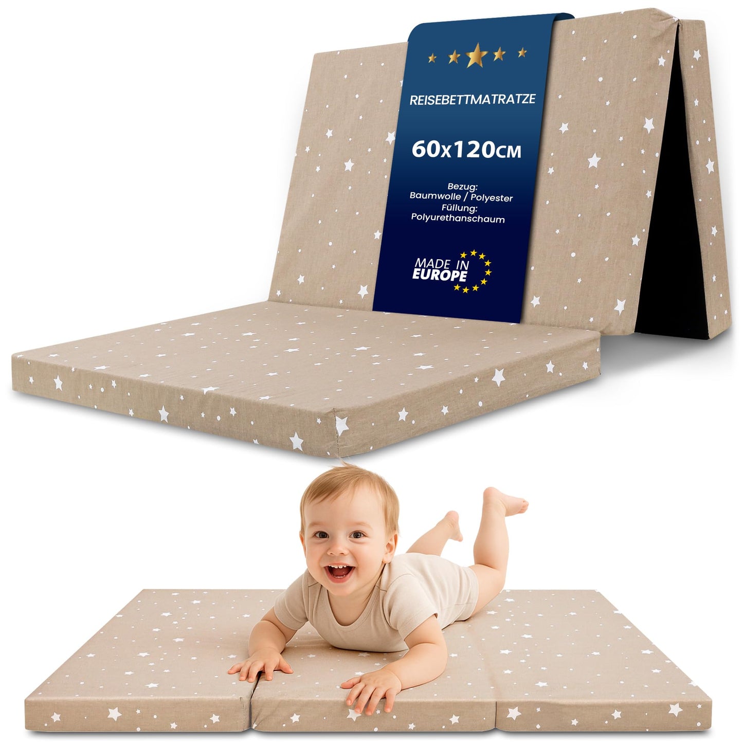 Folding Mattress Foldable Travel Cot Baby Mattress 60 x 120 cm - Folding Mattress for Children Guest Mattress Foldable Baby Mattress Floor Mattress Sleeping Mattress and Travel Mattress 60 x 120 cm