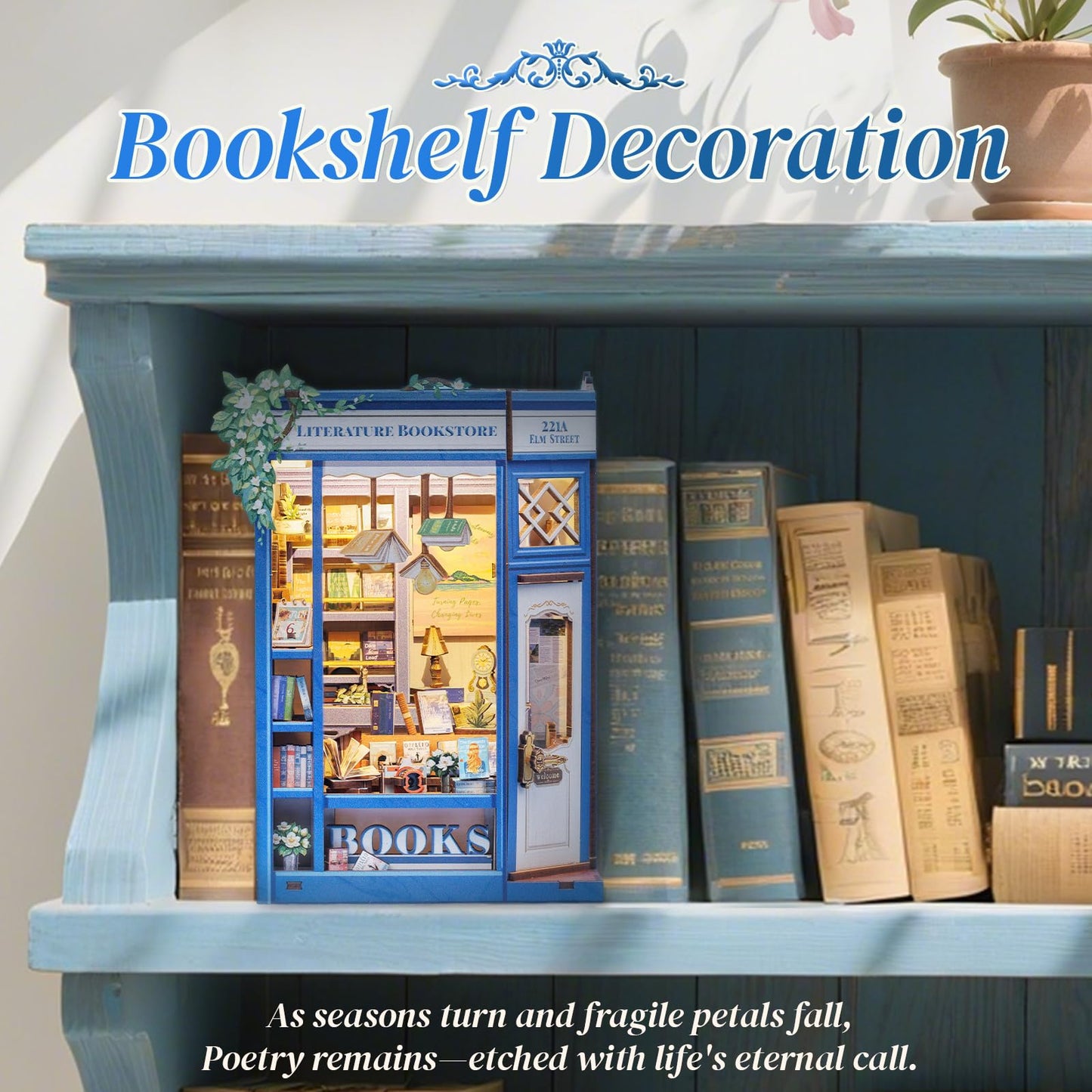 CUTEBEE Book Nook Kit – DIY Puppenhaus Häuser, Miniatur Haus Selber Bauen für Erwachsene, 3D-Holzpuzzle & Buchstütze | Kreatives Set für Bücherregal Dekor | Geschenk,199 PCS (Champs-Élysées Florist)