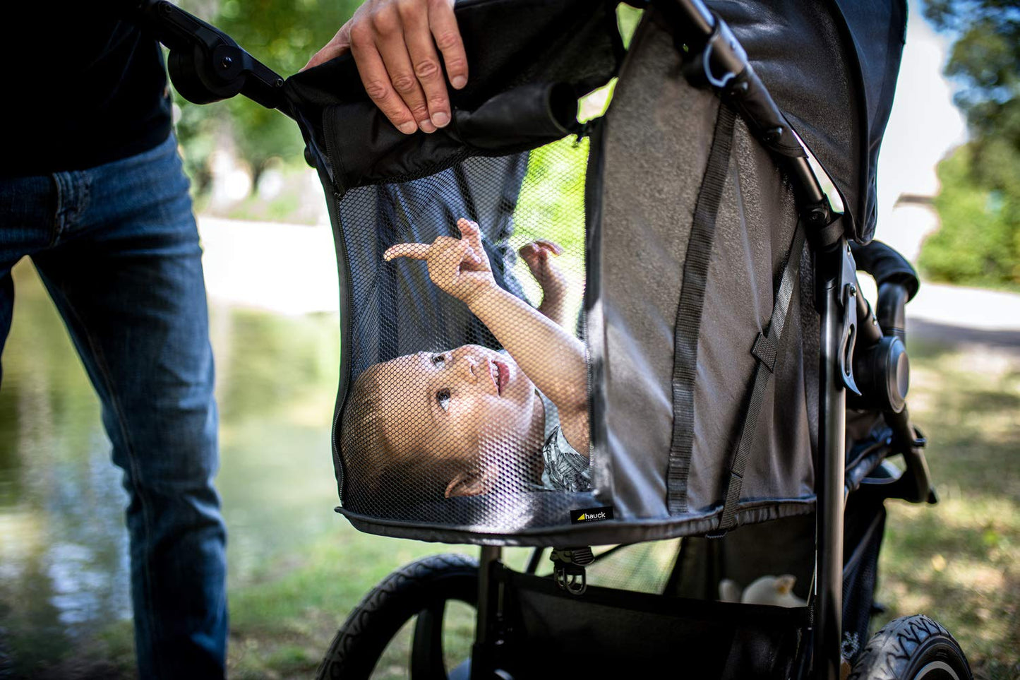 hauck Runner 2, Black - Robust All Terrain Pushchair with Raincover, XL Pneumatic Air Wheels, UPF 50+, Reclining Backrest from Birth up to 22 kg, Height-Adjustable Handle, XL Mesh Window