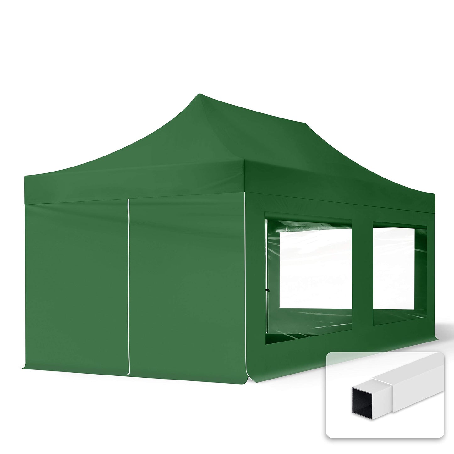 TOOLPORT 3 x 6 m Folding Gazebo Party Tent Gazebo Steel 30 mm 4 Side Panels Panoramic Window Cream