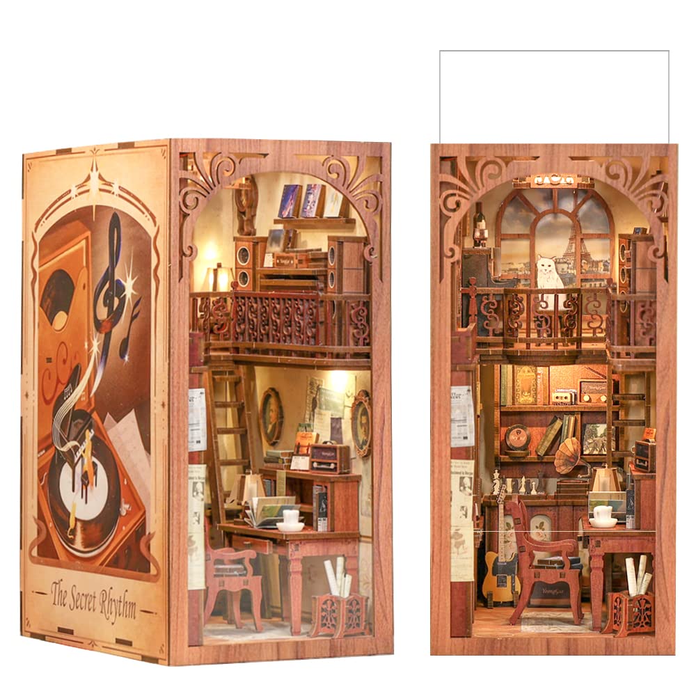 CUTEBEE Book Nook Kit – DIY Puppenhaus Häuser, Miniatur Haus Selber Bauen für Erwachsene, 3D-Holzpuzzle & Buchstütze | Kreatives Set für Bücherregal Dekor | Geschenk,199 PCS (Champs-Élysées Florist)