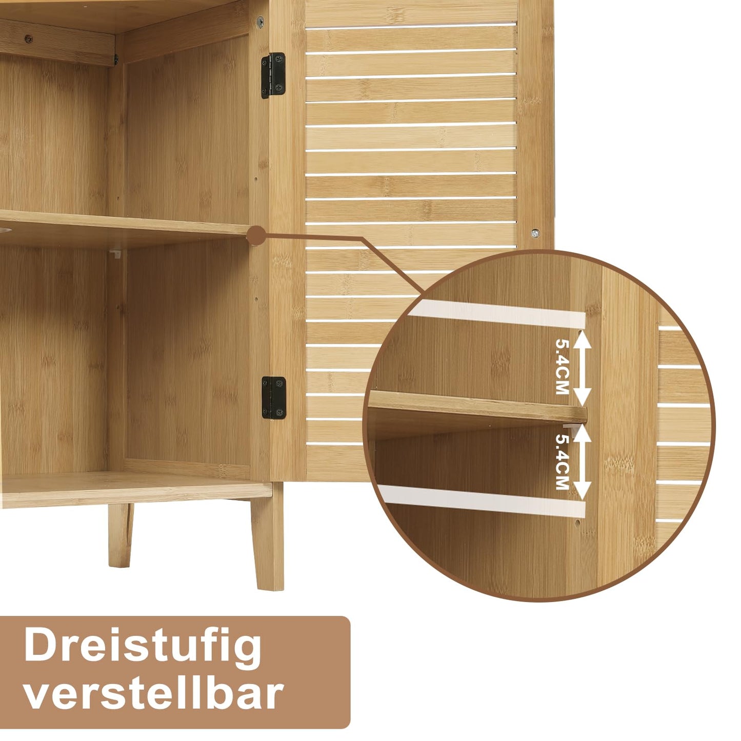 EUGAD Under Basin Vanity Unit Bathroom Cupboard with 2 Doors 60 x 30 x 60 cm, Bamboo