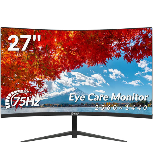 27 Inch Curved Monitor with 1920 * 1080P|100Hz/120Hz/144Hz Computer Monitor 27 inch with HDMI *1,VGA*1 and Tilt Adjustable,VESA Compatible Eye Care PC Office Monitor for Working and Gaming