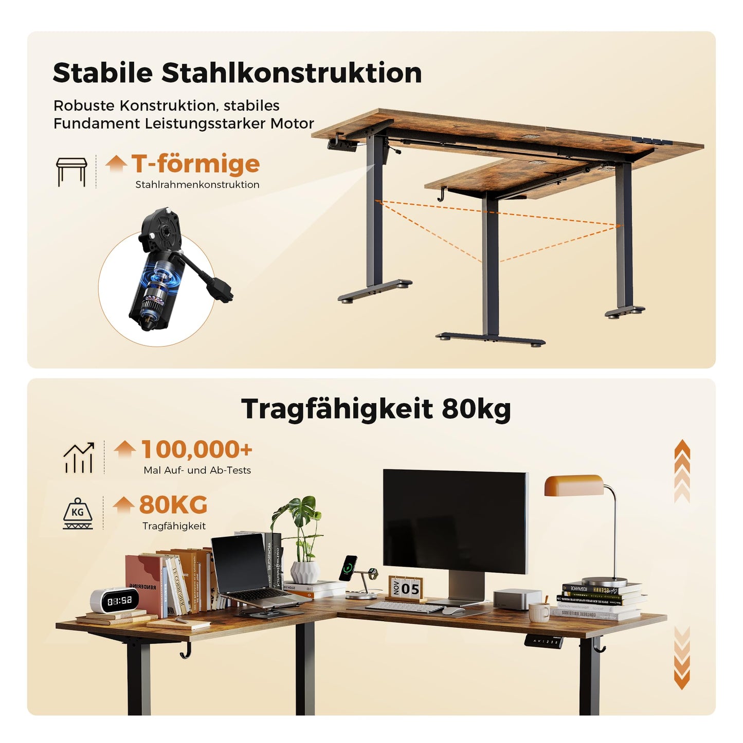 Agilestic L-Shaped Height-Adjustable Desk, 160 x 140 cm Desk, Height Adjustable, Electric, Corner Desk, Ergonomic Standing Seat Table, Computer Desk, White