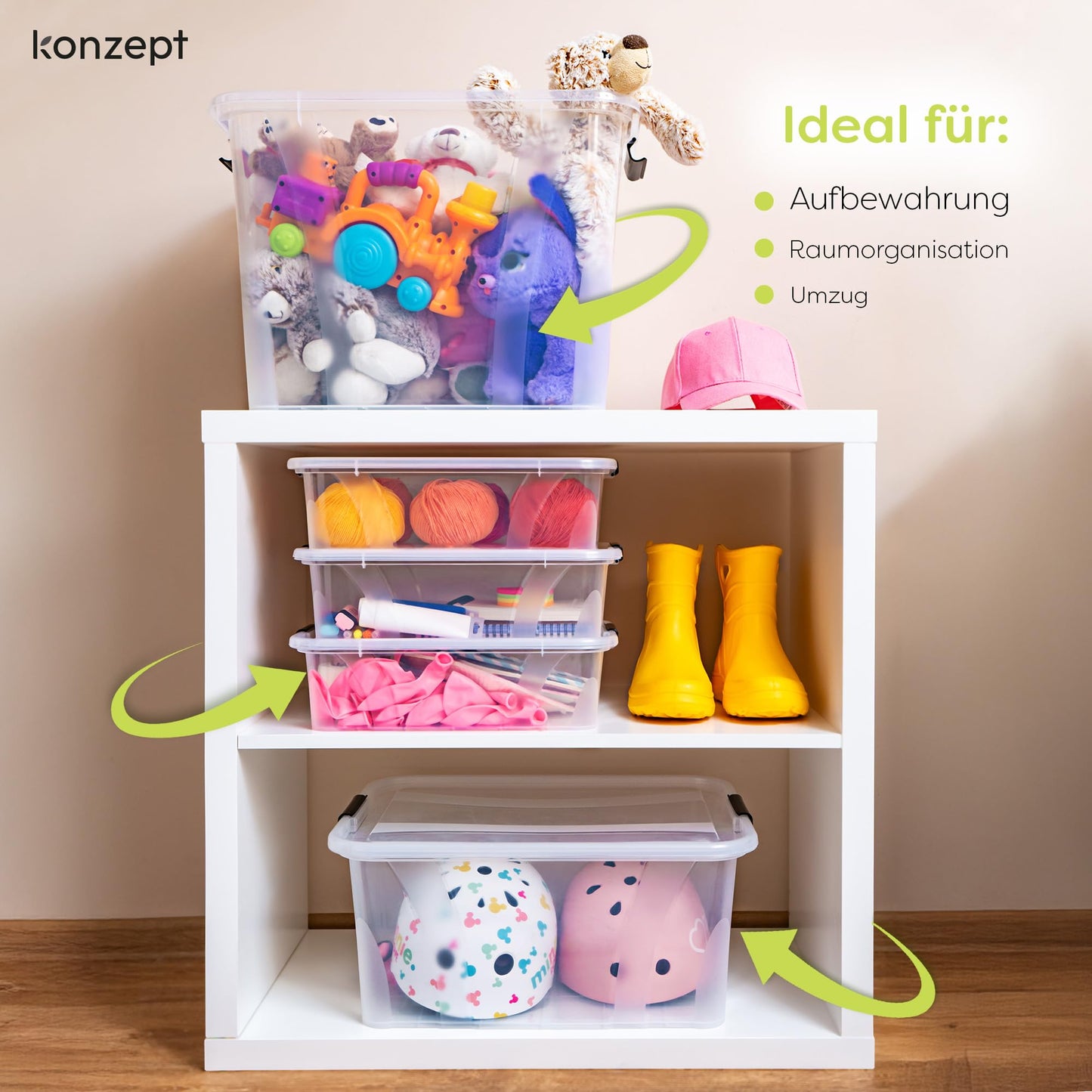 KONZEPT Storage Box with Lid 32L BPA Free Heavy Duty Locking Clips