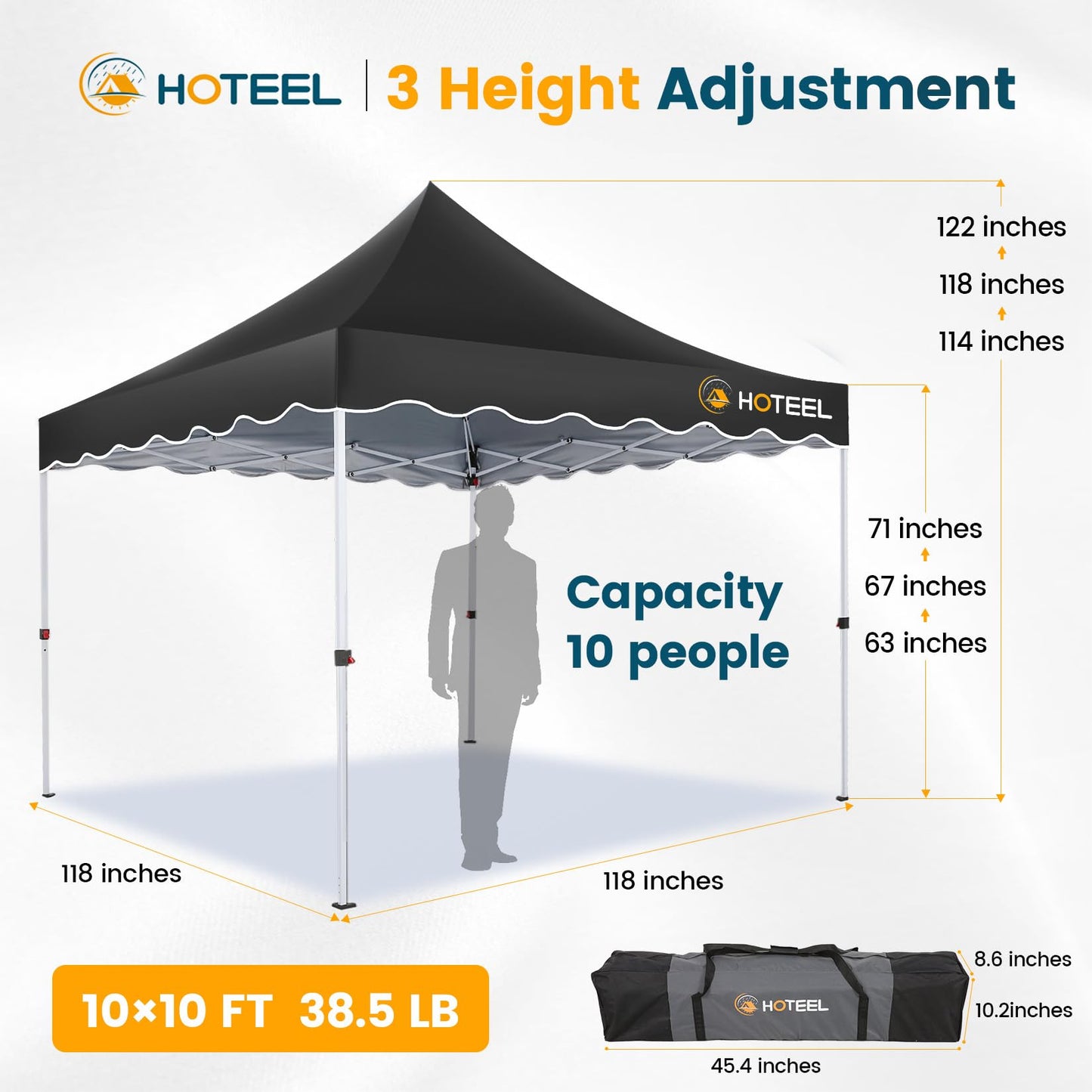 HOTEEL Gazebo 3 x 6 Waterproof Stable with 6 Removable Side Walls, Wave Hem Roof Party Tent 3 x 6 with Wheel Bag and 4 Sand Bags, Folding Gazebo 3 x 6 Parasol for Wedding Market (Grey)