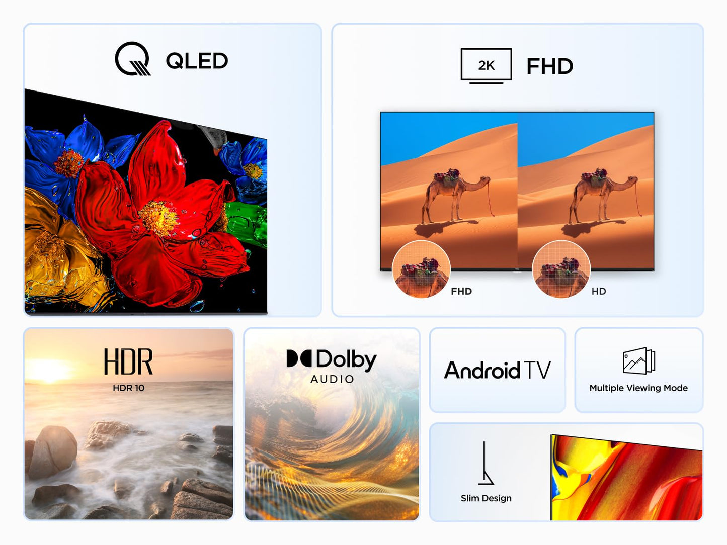 TCL 43V6C 43 Inch 4K UHD Smart TV - HDR10+, HVA Panel, Dolby Vision, Google TV, HDMI 2.1, DVB-T2/C/S2, Bluetooth 5.2, Voice Control with Alexa & Google Assistant