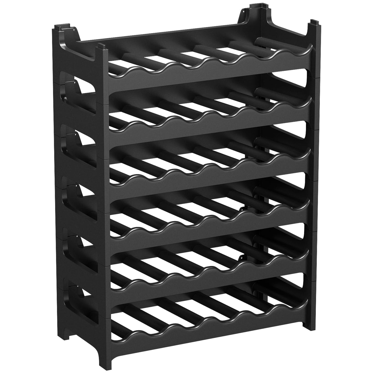 Artecsis Stackable Plastic Wine Rack for 48 Bottles, Sturdy Catering Quality Bottle Rack, Modular Expandable, Black