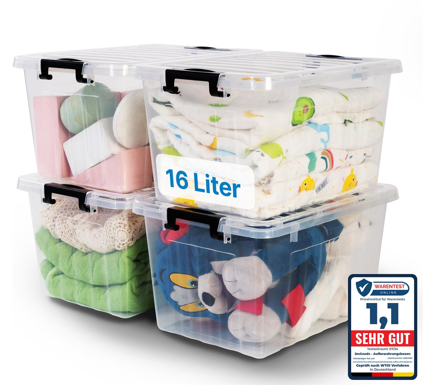 Heavy Duty Storage Boxes with Lids Dustproof Plastic Boxes Stackable BPA Free Clear Moisture Resistant Plastic Boxes for Home Basement (4 x 60L)