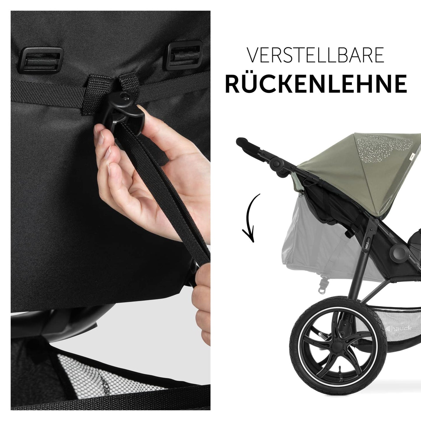 hauck Runner 2, Black - Robust All Terrain Pushchair with Raincover, XL Pneumatic Air Wheels, UPF 50+, Reclining Backrest from Birth up to 22 kg, Height-Adjustable Handle, XL Mesh Window