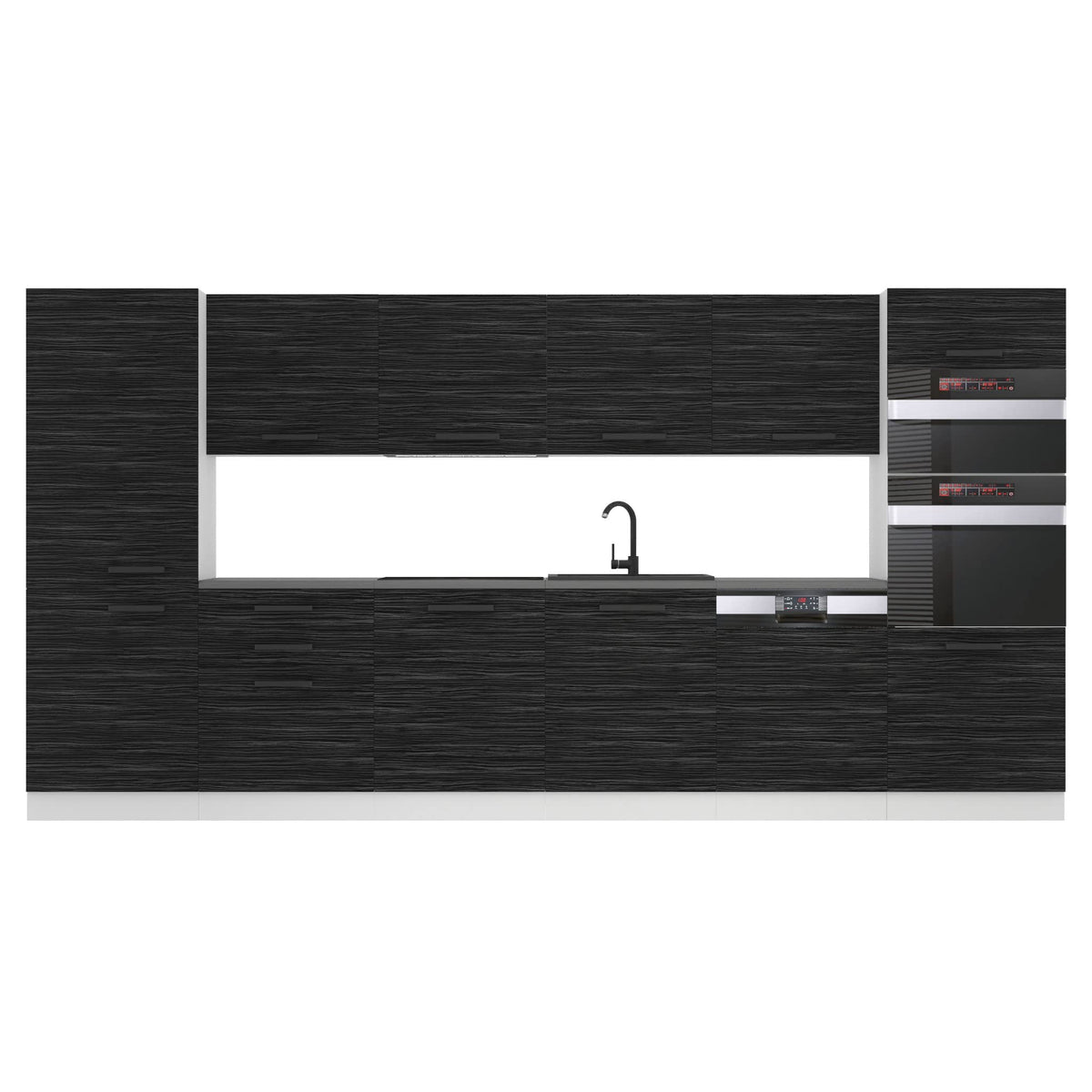 Belini Naomi Kitchen Unit, Kitchen Furniture, 360 cm, Fully Equipped without Electrical Appliances, with Wall Cabinets and Base Cabinets, with Worktops, High Gloss White